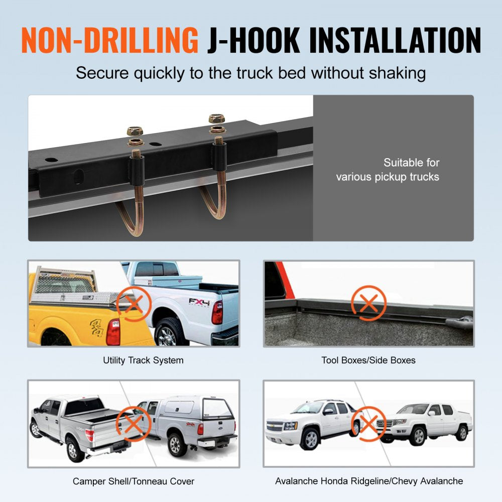 SC1402 - Adjustable Heavy-Duty Truck Ladder Rack for 1000 lbs Capacity