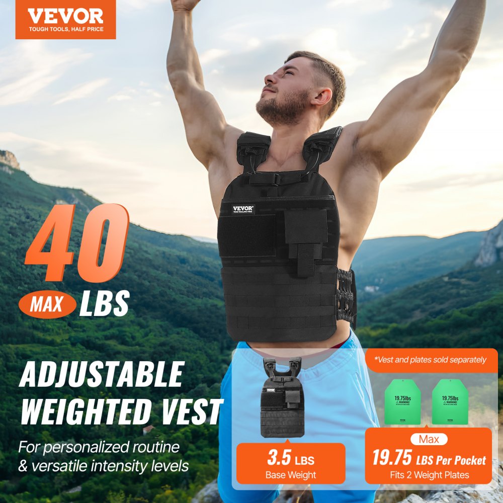 JS-VEST010 - Adjustable 3.5-40 lbs Weighted Vest for Customized Workouts