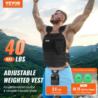 JS-VEST010 - Adjustable 3.5-40 lbs Weighted Vest for Customized Workouts