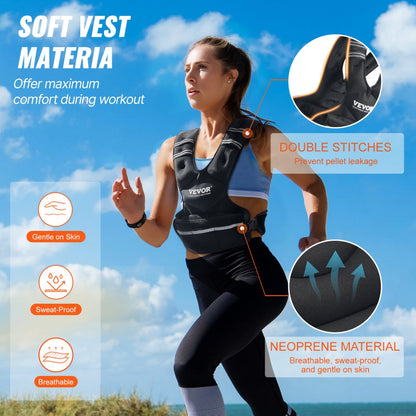 JS-VEST006-2 - Adjustable Neoprene Weighted Vest 20-32 lbs with Reflective Trim