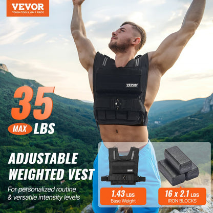 JS-VEST007 - 35lbs Adjustable Nylon Weighted Vest for Enhanced Training
