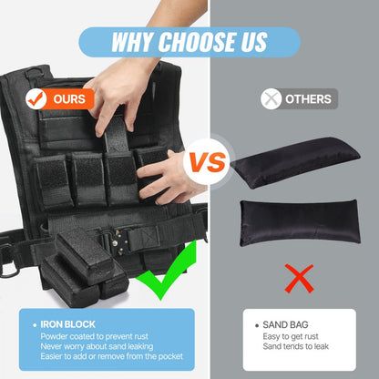 JS-VEST007 - 35lbs Adjustable Nylon Weighted Vest for Enhanced Training