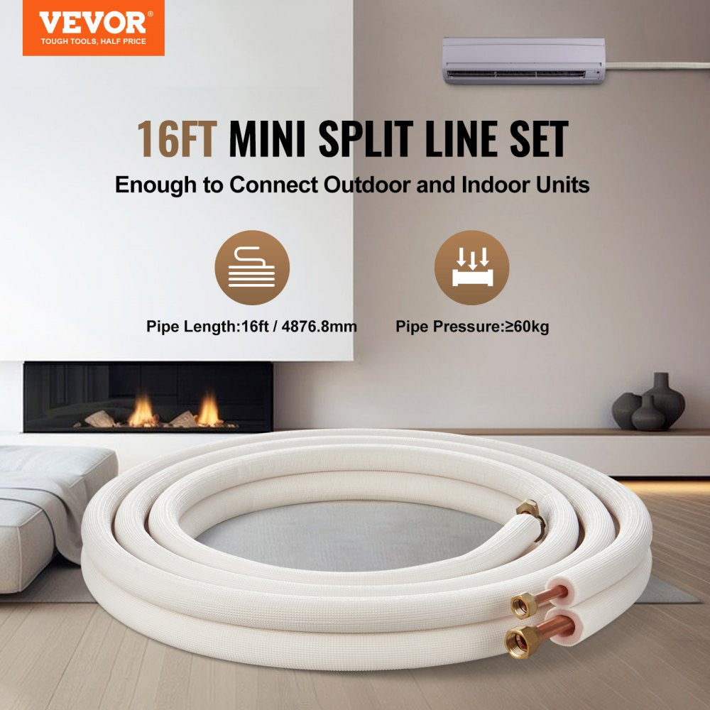 JSY-SS-SKU11 - 16FT Copper Mini Split Line Set for HVAC Systems