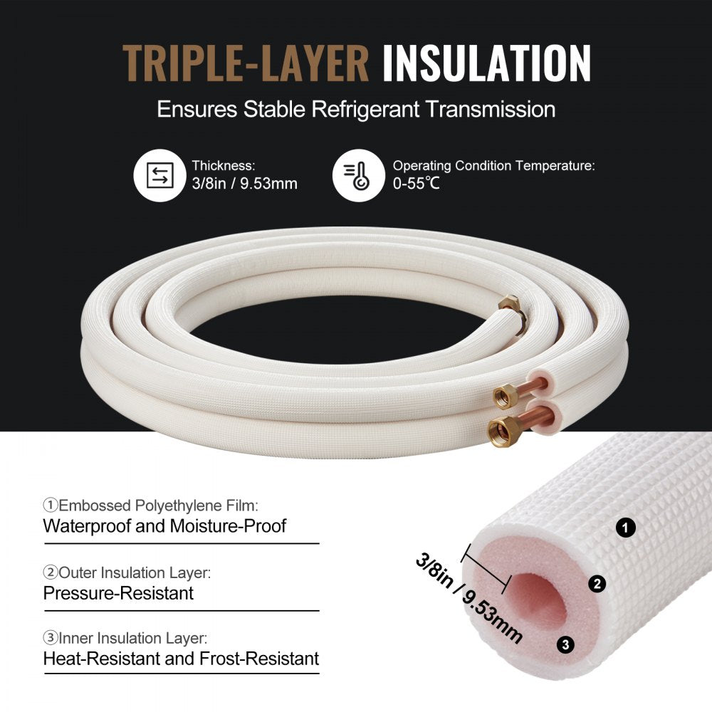 JSY-SS-SKU11 - 16FT Copper Mini Split Line Set for HVAC Systems