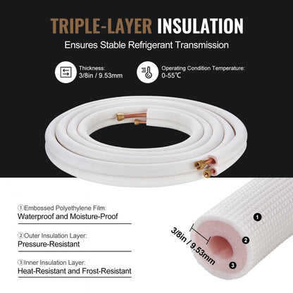 JSY-SS-SKU1 - 25FT Copper Mini Split Line Set for HVAC Applications