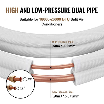 JSY-SS-SKU5 - 25FT Copper Mini Split Line Set for HVAC Systems