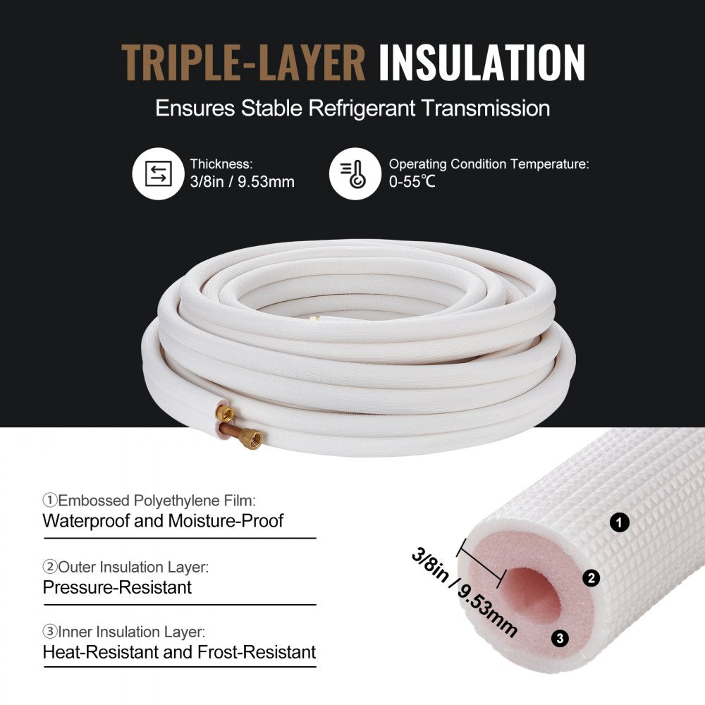JSY-SS-SKU6 - 50FT Copper Mini Split Line Set with Insulation