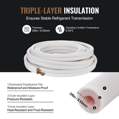 JSY-SS-SKU6 - 50FT Copper Mini Split Line Set with Insulation