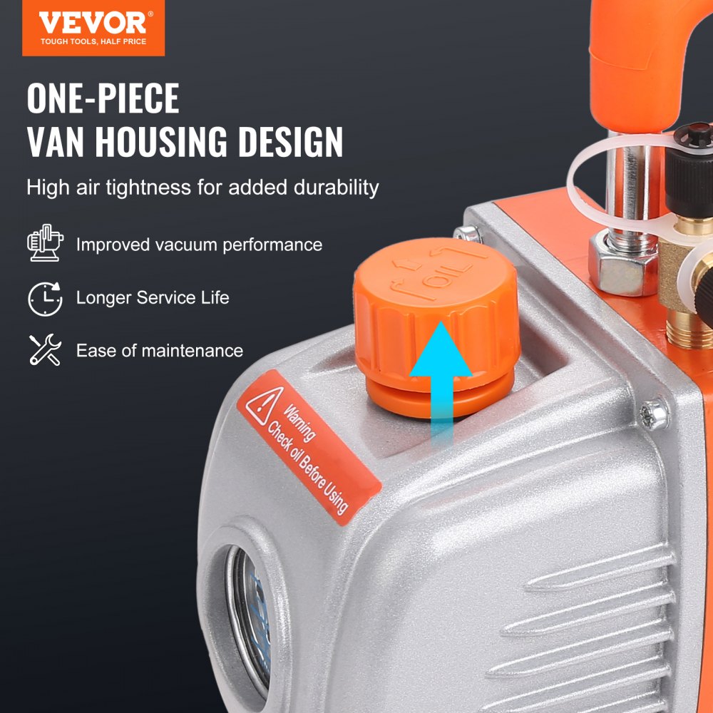 TW-1.5K - Compact 1/4 HP Vacuum Pump, 4.5 CFM, Lightweight Design