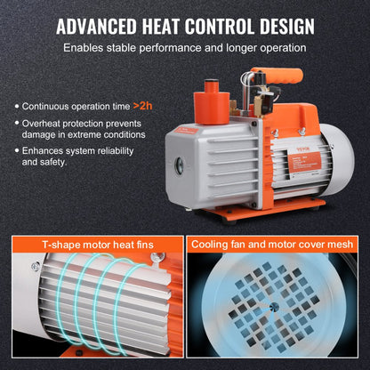 2TW-2G - VEVOR 2-Stage Rotary Vane Vacuum Pump for HVAC, 5 CFM