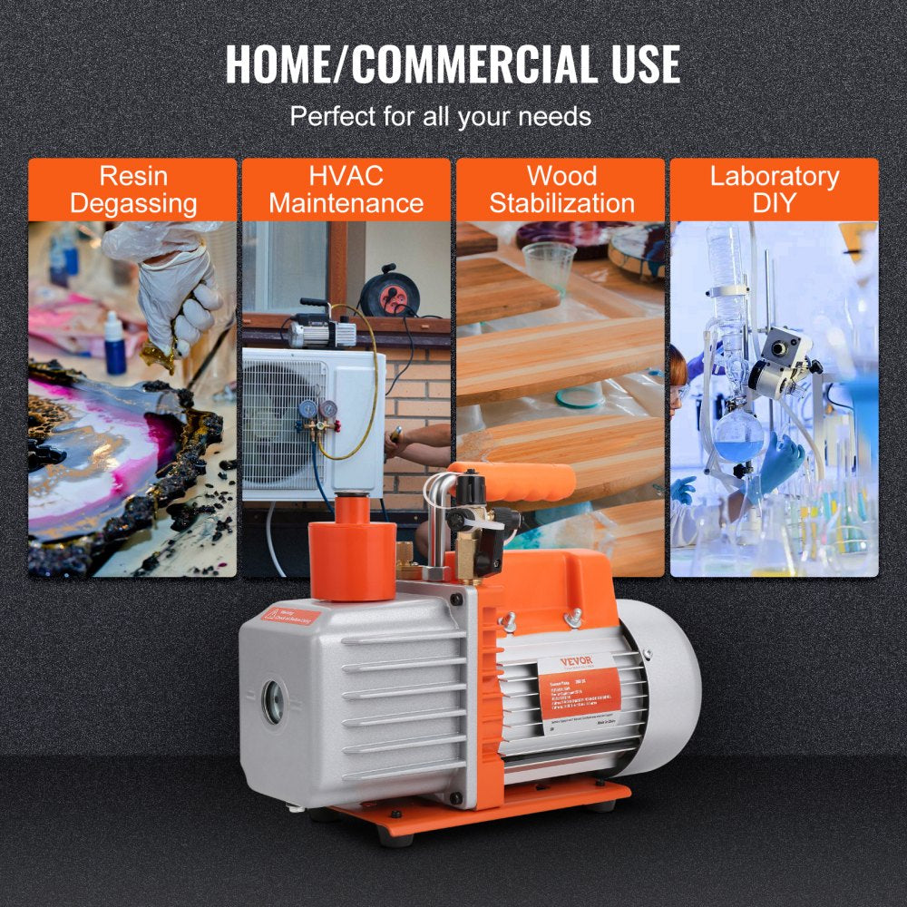 2TW-2G - VEVOR 2-Stage Rotary Vane Vacuum Pump for HVAC, 5 CFM