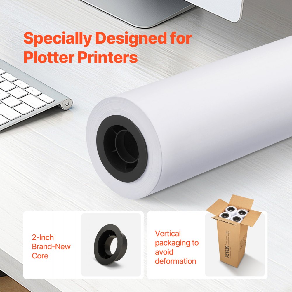 JSFL21080024P610 - 24" x 150' Wide-Format Paper Rolls, 80 g/m², 94% Opacity