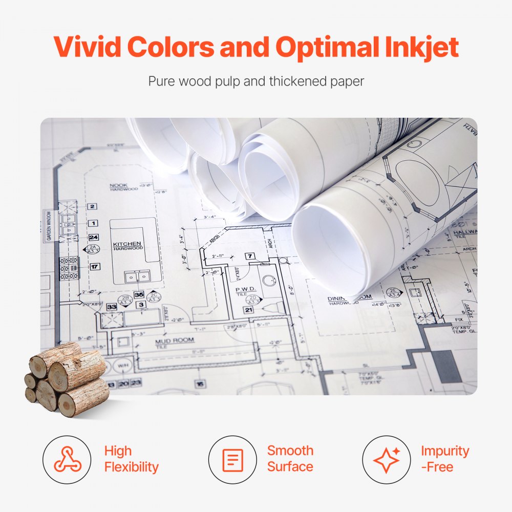 JSFL21080024P610 - 24" x 150' Wide-Format Paper Rolls, 80 g/m², 94% Opacity