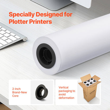 JSFL21080026P610 - 24" x 150' VEVOR Wide-Format Paper for Clear Printing