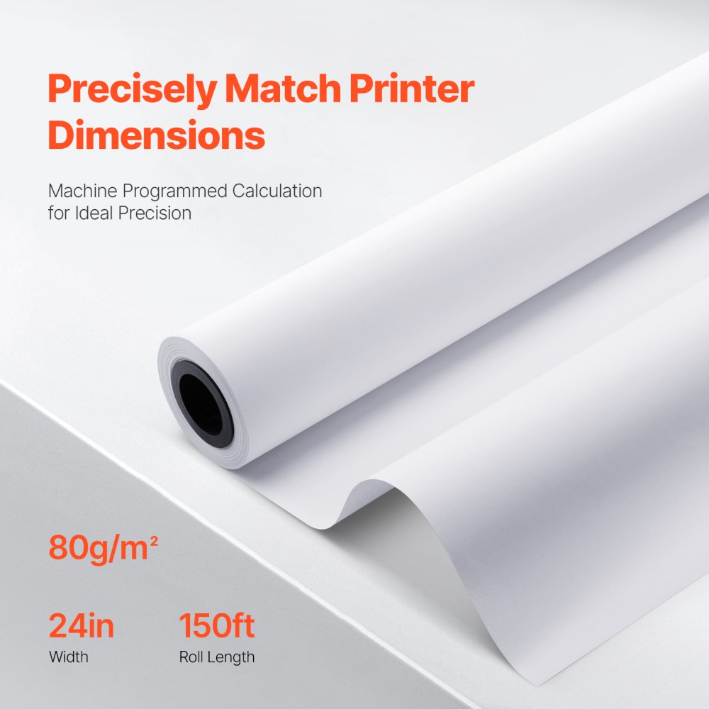 JSFL21080026P610 - 24" x 150' VEVOR Wide-Format Paper for Clear Printing