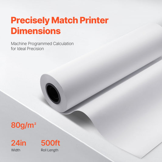 JSFL21080032P610 - 24" x 500' Plotter Paper Rolls, High Opacity & Durability