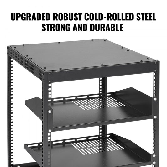 HT-W6412 - 12U Open Frame Server Rack, 23"-40" Adjustable Depth, 500 lbs