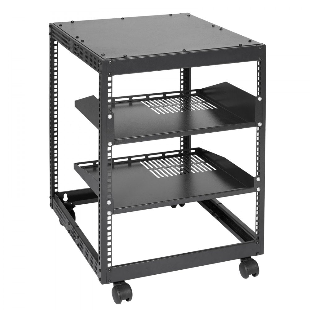 HT-W6412 - 12U Open Frame Server Rack, 23"-40" Adjustable Depth, 500 lbs