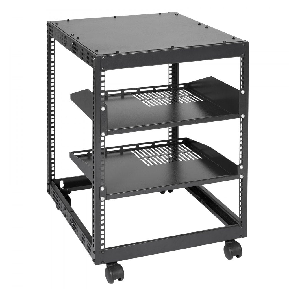 HT-W6412 - 12U Open Frame Server Rack, 23"-40" Adjustable Depth, 500 lbs