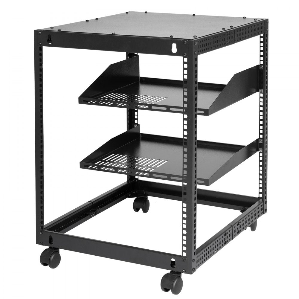 HT-W6412 - 12U Open Frame Server Rack, 23"-40" Adjustable Depth, 500 lbs