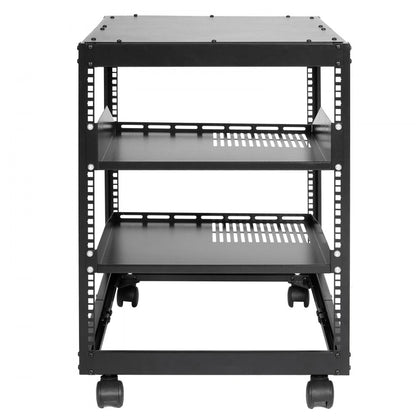 HT-W6412 - 12U Open Frame Server Rack, 23"-40" Adjustable Depth, 500 lbs