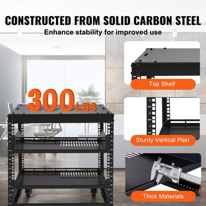 SPT-504-09 - 9U Adjustable Server Rack, 23"-40", Mobile with Accessory Kit