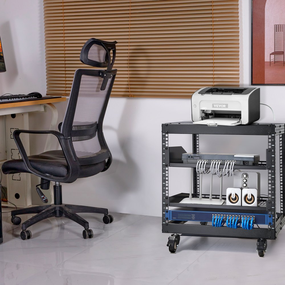 SPT-504-09 - 9U Adjustable Server Rack, 23"-40", Mobile with Accessory Kit