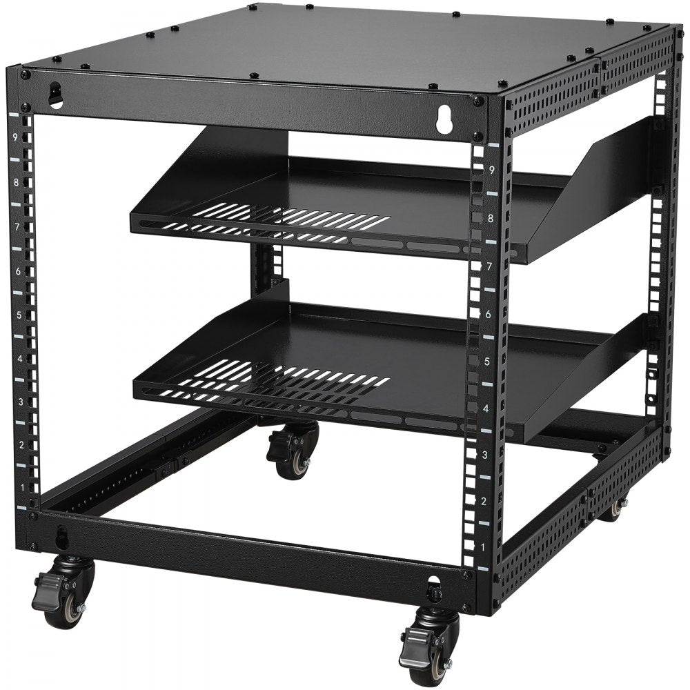 SPT-504-09 - 9U Adjustable Server Rack, 23"-40", Mobile with Accessory Kit