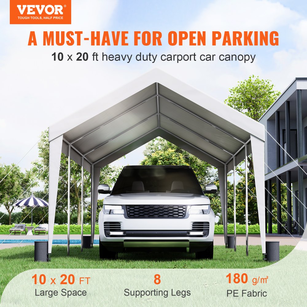 010595014191 - 10x20 ft VEVOR Heavy-Duty Carport with Reinforced Poles