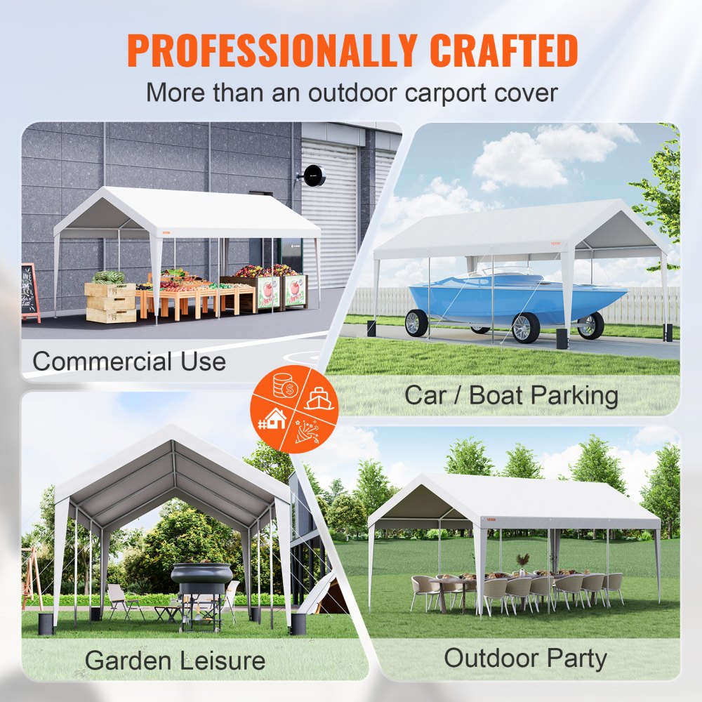 010595014191 - 10x20 ft VEVOR Heavy-Duty Carport with Reinforced Poles