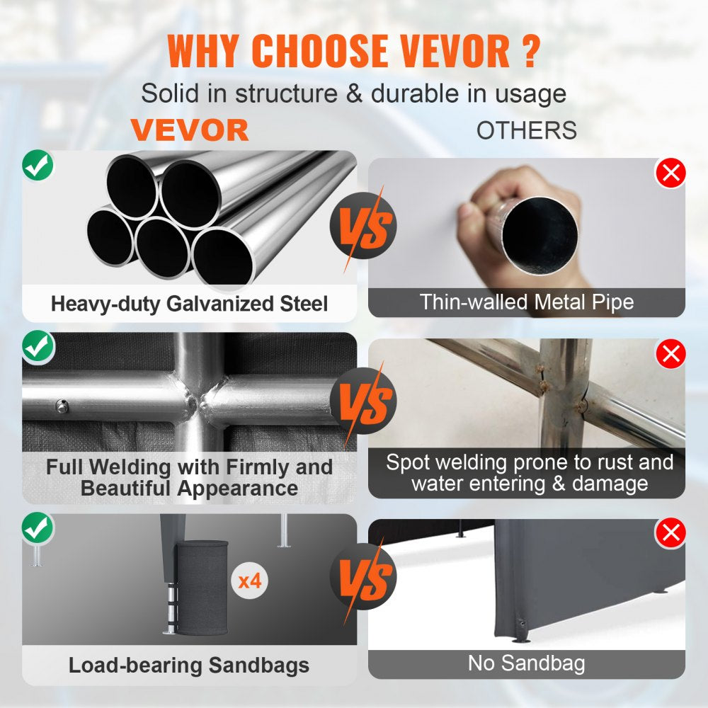 010180243447 - 10x20ft Heavy-Duty Carport with Steel Frame and Stability Features