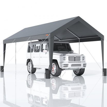 010180243447 - 10x20ft Heavy-Duty Carport with Steel Frame and Stability Features