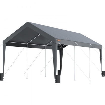 010180243447 - 10x20ft Heavy-Duty Carport with Steel Frame and Stability Features