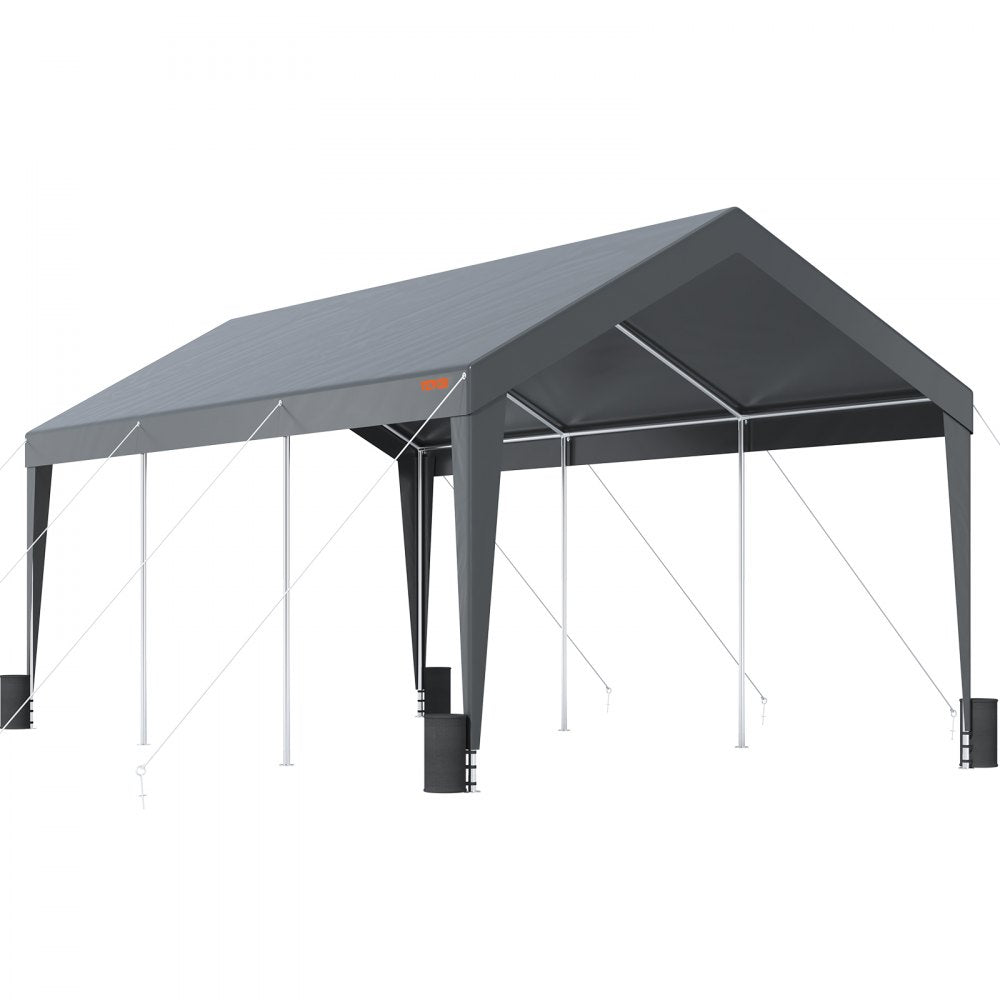 010180243447 - 10x20ft Heavy-Duty Carport with Steel Frame and Stability Features