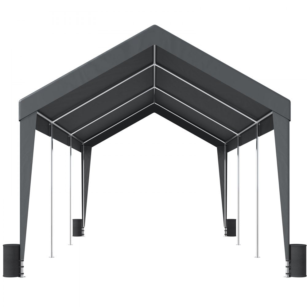 010180243447 - 10x20ft Heavy-Duty Carport with Steel Frame and Stability Features