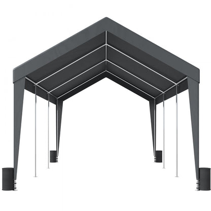 010180243447 - 10x20ft Heavy-Duty Carport with Steel Frame and Stability Features