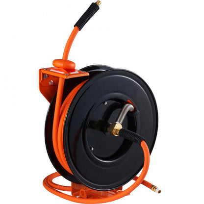 NT-A15 - 50FT Retractable Air Hose Reel, Kink-Resistant Rubber, Max 300PSI