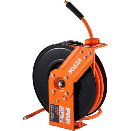 NT-A15 - 50FT Retractable Air Hose Reel, Kink-Resistant Rubber, Max 300PSI