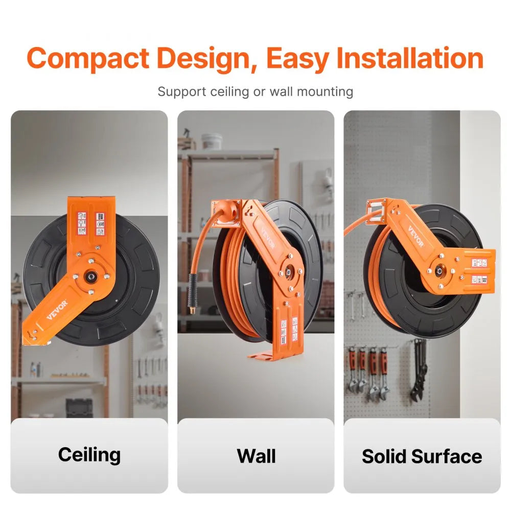 NT-A30 - 100ft Retractable Air Hose Reel with Auto-Rewind System