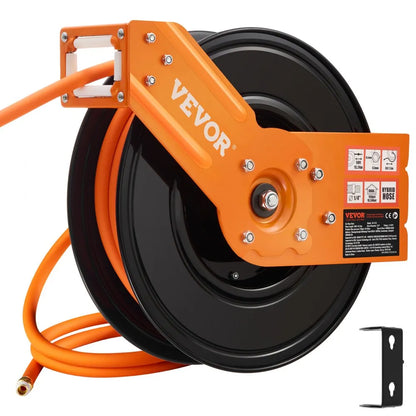 NT-A15 - 50ft Retractable Air Hose Reel with Auto-Rewind and 180° Swivel