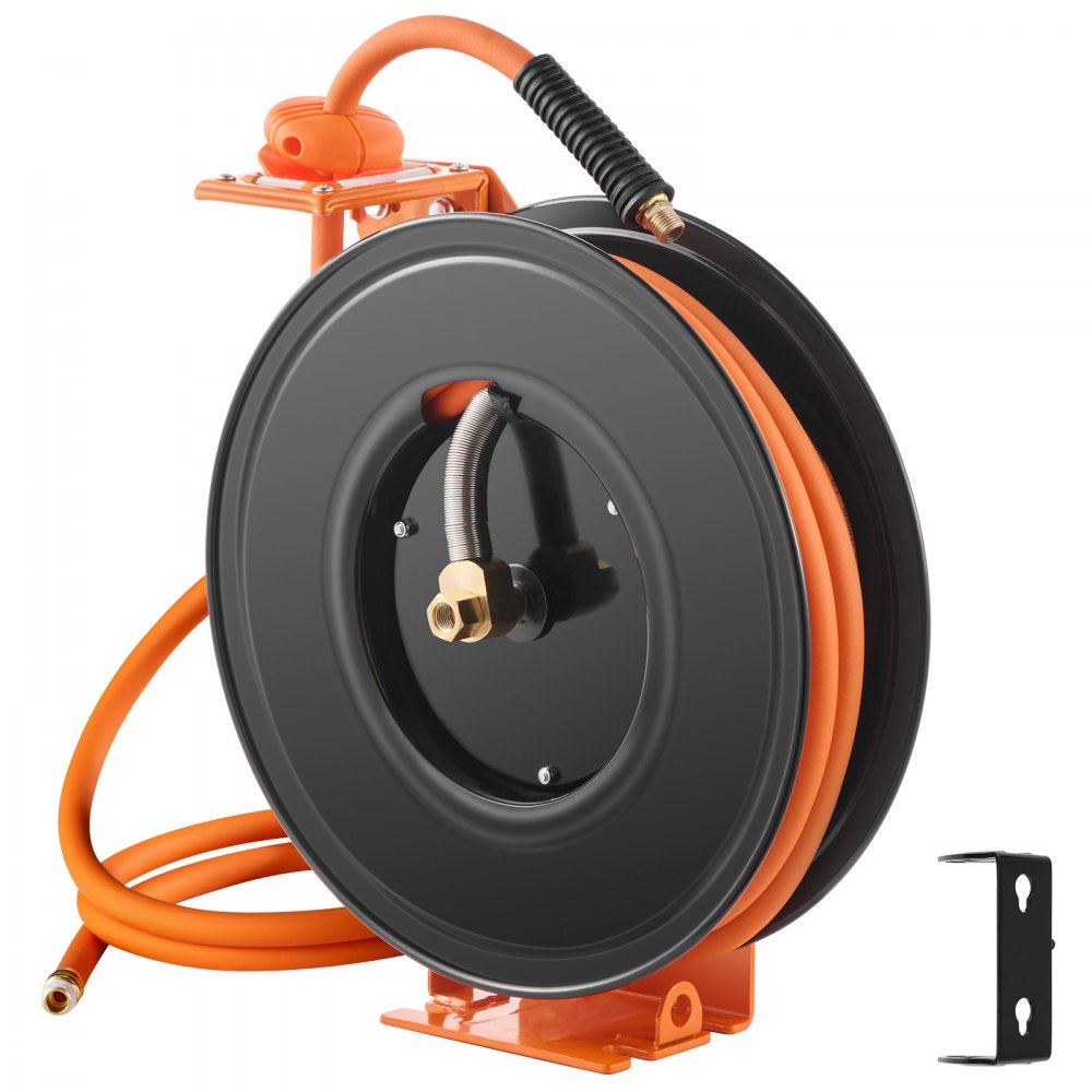 NT-A15 - 50ft Retractable Air Hose Reel with Auto-Rewind and 180° Swivel
