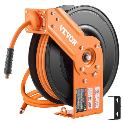 NT-A15 - 50ft Retractable Air Hose Reel with Auto-Rewind and 180° Swivel