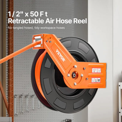 NT-A30 - 50ft Retractable Air Hose Reel with Auto-Rewind System