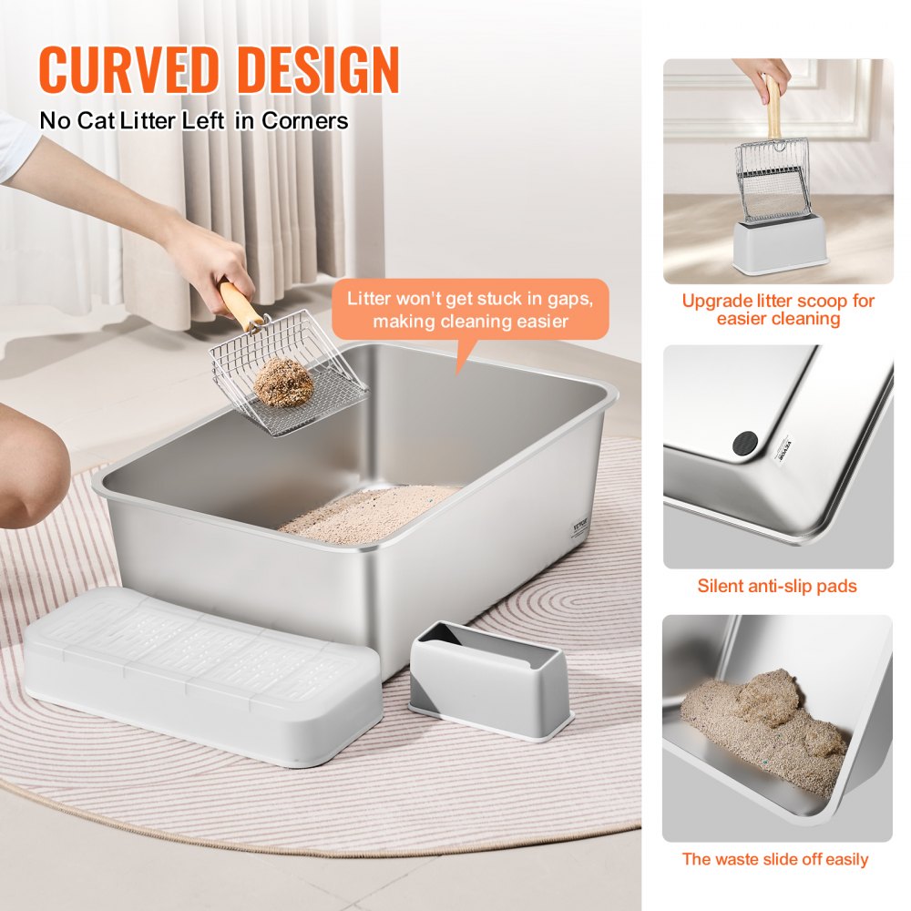 BP101 - Spacious 7.87" Deep Cat Litter Box for Multi-Cat Homes