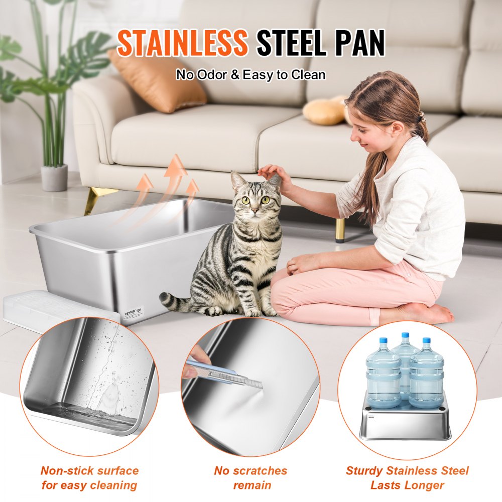 BP101 - Spacious 7.87" Deep Cat Litter Box for Multi-Cat Homes