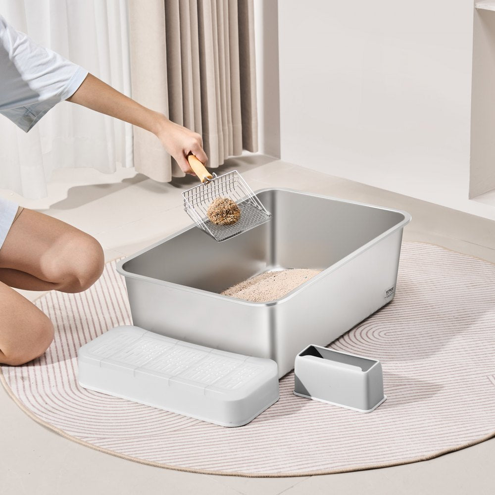 BP101 - Spacious 7.87" Deep Cat Litter Box for Multi-Cat Homes