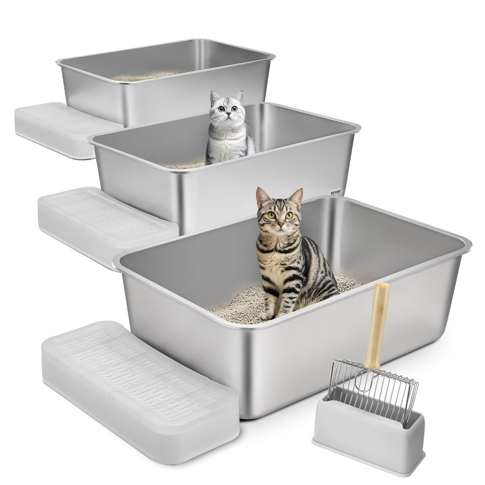 BP101 - Spacious 7.87" Deep Cat Litter Box for Multi-Cat Homes
