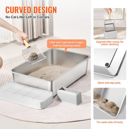 BP102 - Spacious 6-Inch Deep Cat Litter Box Set for Multi-Cat Homes