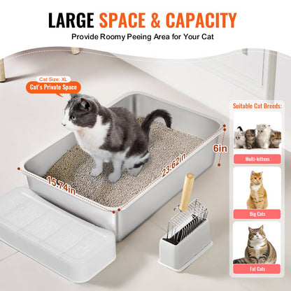 BP102 - Spacious 6-Inch Deep Cat Litter Box Set for Multi-Cat Homes