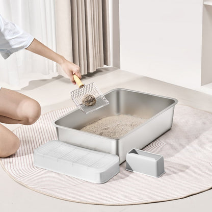 BP102 - Spacious 6-Inch Deep Cat Litter Box Set for Multi-Cat Homes